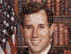 A Rick Santorum campaign poster composed entirely of gay porn. (NSFW)&lt; CLICK IMAGE TO ENGORGE &gt; Ladies and gentlemen, we give you the greatest thing to happen yet during this election cycle. The existence of this poster, composed entirely of stills