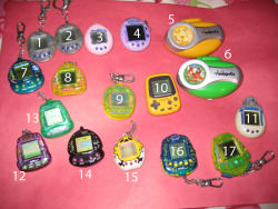wahrsager:  Alright, here’s most of the collection, at least the ones that still have backings and can take these batteries: Nano Kitty Nano Baby No fucking idea but it’s a rip-off thing Tamagochi… I think 2nd gen? EDIT: take different batteries