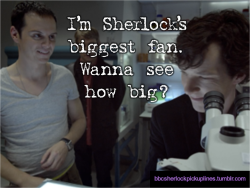 &ldquo;I&rsquo;m Sherlock&rsquo;s biggest fan. Wanna see how big?&rdquo; Submitted by tophatsandfedoras.
