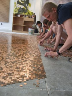dederants:  epicjohngreenquotes:  dewdrops-on-roses:  waywardturtle:   Flooring that only costs about ũ.44 per square foot.   #SOMEONE TELL JOHN GREEN WE’VE FOUND OUT WHAT TO DO WITH THE PENNIES  ^that tag  “God, I hate pennies.” -John Green 