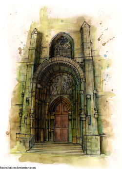 Saint Vitus Cathedral portal. One of many beautiful portals in Prague. I love that city &lt;3 Watercolours, coffee, ink, Copic markers and Faber Castell liners