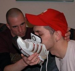 itrespondswelltoitssuperiors:faggot smelling its Master’s feet. it is a dog. And like a dog, sniffing its Master’s feet gives the faggot the sense of peace of being owned.