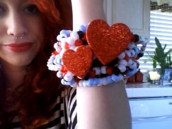 Queen of Hearts cuff I made for Kerah for Beyond. It says &ldquo;Off with your head.&rdquo; I&rsquo;ll take a better quality picture later. Teeheeee. &lt;3