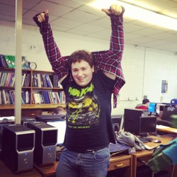 Murph attempting to wear my #flannel (Taken with instagram)