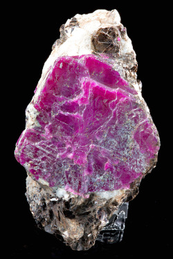 mineralia:  Corundum var. Ruby with Biotite from Norway by Exceptional Minerals 