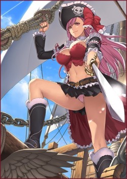 peterpayne:  What is this trend of female anime pirates wearing mini skirts? Not that I’m complaining. (source: http://moe.vg/zn9Wjy) 