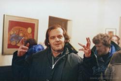 the-overlook-hotel:Never-before-published photo of actor Jack Nicholson, fake blood on his hands, posing on the set of The Shining. (photo courtesy Prop Store) 