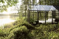 marjoree:   Helsinki architect Ville Hara and designer Linda Bergroth of Hel Yes! launched their combined greenhouse and shed kit for the gardening market in 2010 and Bergroth has customised the prototype to create her own summer house, adding a