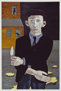 missfolly:  Man with a Feather (Self-portrait), 1943, by Lucien Freud 