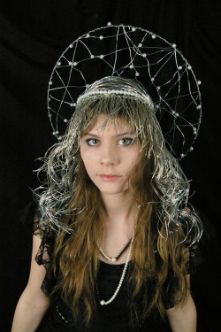 Me, in a head-dress I made out of wire and