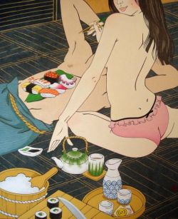 beyondthevalleyofthefemdoms:  femdomstyle:  Sushi bar.  The condoms in the bottom right of the drawing are a great touch. 