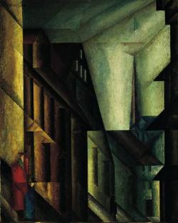 journalofanobody:  Near the Palace, 1914-1915, Lyonel Feininger Lyonel Feininger’s use of color in this painting resembles that of a Gothic stained-glass window. The semi-translucent shades appear as though seen through water. The composition remains
