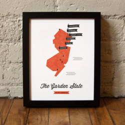 em-brenn:  New Jersey State Map by These Are Things I gasped when I saw this has Edison on it ∴ I want it. But it’s out of print!   HOLLA ETOWN