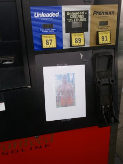 txcouple:  Someone put my pic on a gas pump—I love it !