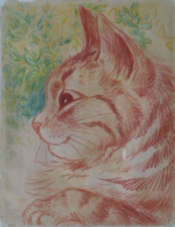 capsep:   Louis Wain’s cats as he progressed into schizophrenia.  Louis Wain could have seriously been a Batman villain. A successful English artist he began to paint exclusively cats after extensively painting his dying wife’s cat. He then made a
