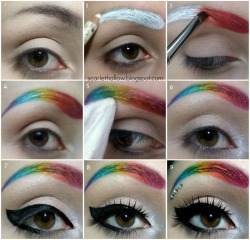 salmonking:  madziontist:  axolotlglitter:  makeupftw:  Step by step here :) http://scarlethallow.tumblr.com/ xx  i want to do this so bad ahhhhhhhh  ME ENCANTA.  Fluffy… look… 8}  More ideas for my rainbow drag party