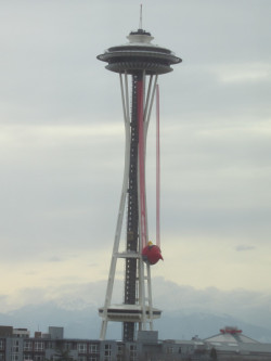 tinnnat:  herrodeneth:  1ynd4h04n9:  ajsiharath:  why i love my city so much? cause the random-est shit is always going on haha. huge angry bird hanging from the space needle today  Iol wtf  O_O  wtf lol  REALLY?! OMFG