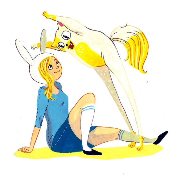 fyeahadventuretime:  Gouache painting of Fionna and Cake from Adventure Time Gender