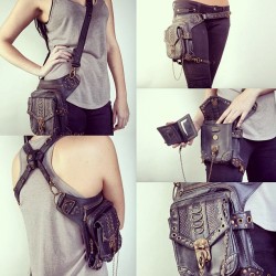 Giant Friggin&Amp;Rsquo; Crap, I Want This Bag! How Rugged! Leather, Metal, A Chain!