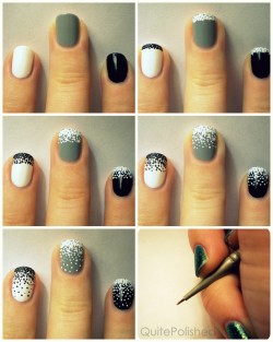 freemindfreebody:  drugstoreprincess:  quitepolished: I made a tutorial! I hope this is something that possibly helps people, because I know some people said they wanted to try out my stippling gradient nails. Okay, so words to go with the pictures: First