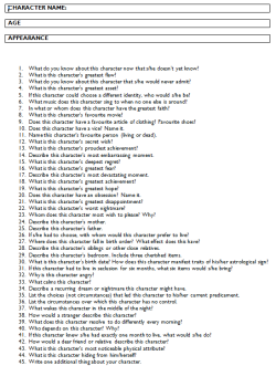 frustratedpen06:  lyslian:  xhikaruchanx:  thisgrrlwithhands:  Answer all these questions and you should have a fully-developed character for your audience to connect with. A strong character can carry a weak plot; but a strong plot can’t carry weak
