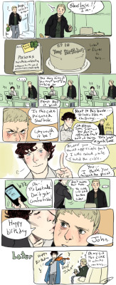 shit i was supposed to post this yesterday some folks requested john birthday art; march 31 is kind of a fanon birthday tho? but you know what who cares sherlock is naked  i borrowed the phrase on sherlock&rsquo;s cake from another great birthday fanart