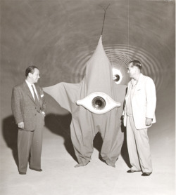 astromonster:  Taro Okamoto, (left) designer of the Paira Aliens from “Warning from Space” 1956 [宇宙人東京に現わる] In his biography of Stanley Kubrick, author John Baxter traces Kubrick’s interest in science fiction films, which led