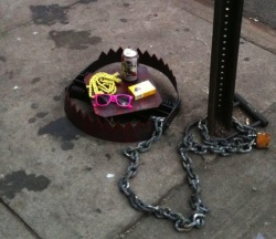 what-is-this-i-dont-even:  giantboombastic:  yourhaloisslipping:  laustrade:  m0rmanthefuckup:   Hipster Traps - In New York, USA     lol  Ngl. I’d totally swipe that Holga.  We need like, fifty of these in my town ASAP.