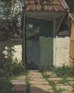 poboh:  Courtyards with port, Hans Dahl. Norwegian (1849 - 1937)  mi attrae la perfezione delle tegole