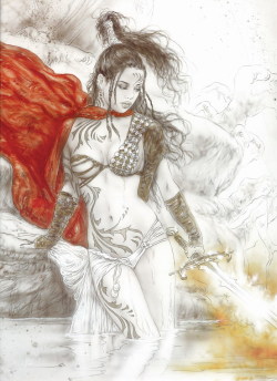 vitazur:  Luis Royo - The monastery of the red witches (sketch) (partial image) 