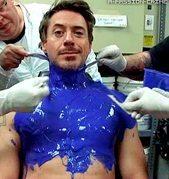 pkpow:  raegasm:   They’re pouring latex on him to make a false chest. So that