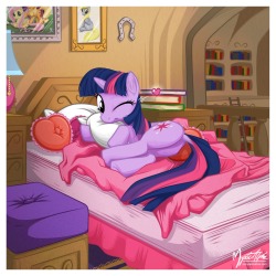Twilight Sparkle - Bed 2 by *mysticalpha AAAAHHHHHH look how awesome this is and how cute Twi can be!! AAAaaahhhh*splodes*!