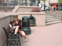 missrual:  Upskirt on public bench. 