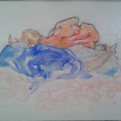 3 hour pose - watercolor. (Taken with instagram)