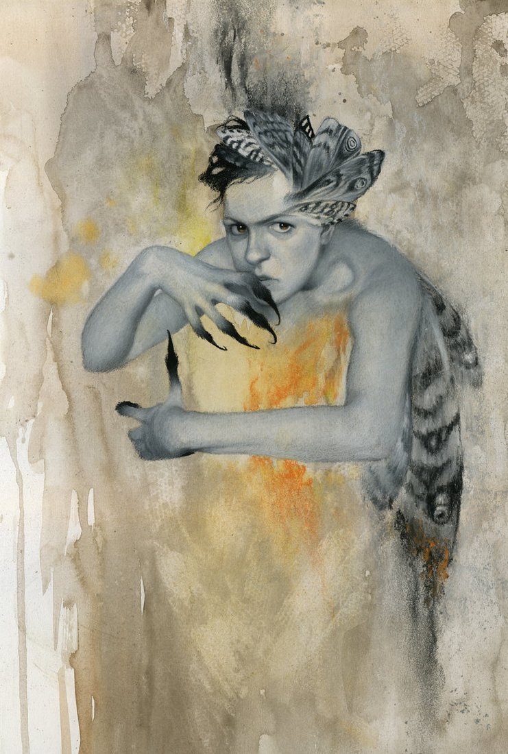 mydarkenedeyes:  Like A Moth To A Flame Heart As Black As Night  Artist On Tumblr