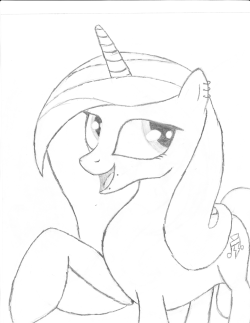 I find it a lot easier to draw on paper.  I just didn&rsquo;t really know of a proper way to get it on the computer.  I wish I could draw as well on paint.  I did this pic based on another pic my friend made.  Her pony&rsquo;s name is McBadass.  I
