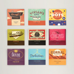typethatilike:  Flash Fiction  For this project, I was asked to design a publishing piece for a series of flash fiction stories. I selected nine stories from Lou Beach’s ‘420 Characters’ series, and turned them into tiny matchbooks, a different