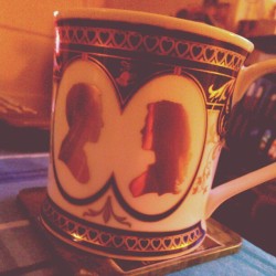 em-brenn:  Trader Joe’s Lemur tea in my Will and Kate teacup for the first day on the new job. (Sorry Queen Elizabeth Jubilee cup!) (Taken with instagram)  Lemur. Tea. 