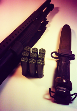 fmj556x45:  fmj556x45:  Mossberg 590 9 rounds of OLIN military 00 buck US M5 bayonet with M8 scabbard   My 590