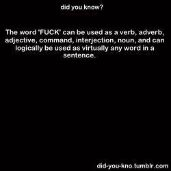 did-you-kno:   It has various metaphorical meanings. To be “fucked” can mean to be cheated (e.g., “I got fucked by a scam artist”), or to be broken or ruined (e.g., “my computer is fucked”) as well as to be sexually penetrated. As a noun,