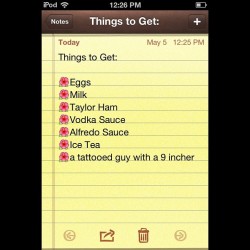 No idea where the last one came from #tattoos #big #thingstoget #list #food #yummy #men  (Taken with instagram)