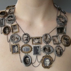 truebluemeandyou:  “I Am Who They Were” Necklace by Artist Ashley Gilreath 2011. Read the history behind this amazing piece and see more photos at Ashley Gilreath here. Ms. Gilreath created this necklace by casting dollhouse frames in silver and
