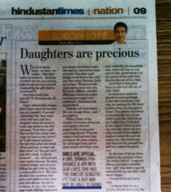 Futurejournalismproject:  Daughters Are Precious My Morning Reading In The Hindustan