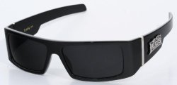 http://www.coolskullgear.com X-Loop Locs Wide Arm Rectangular Black Frame Smoke Lens Fashion Sunglasses with Skulls ( Choose from 3 Colors )