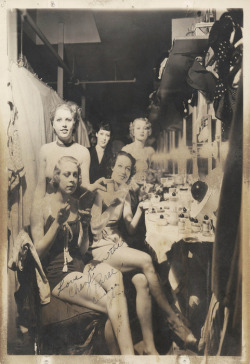 calumet412:  Vintage 30&rsquo;s-era photograph of showgirls in their dressing room, at the World Famous &lsquo;Chez Paree&rsquo; nightclub in Chicago.. 