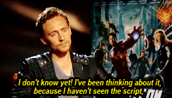 westishere:  indieame:  Interviewer: “And what will happen with your character in Thor 2?” (x)  Loki could be brought emotionally to his knees Loki could be brought emotionally to his knees 