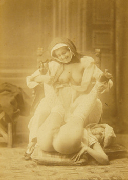 vintagelesbian:  Nude with Nun. c1890 