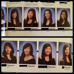 realizasian:  thedailywhat:  Yearbook Quote of the Day: Eight high school seniors with the last name Nguyen joined forces to bring us the year’s best yearbook quote:  We know what you’re thinking, and no, we’re not related!  (Embiggen.) [hypervocal]