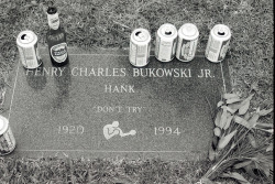 andthatis:  Bukowski grave: always let some beer and cigarrets in the honor of the artist.