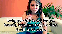 redefiningbodyimage:  lacigreen:  erosum:   Laci Green: I have three proposals to work against weight discrimination, fat shame, and fat phobia. 1: “fat” isn’t a bad word, 2: it’s not about “health,” 3: love thyself.  (full video on tumblr &amp; youtube)